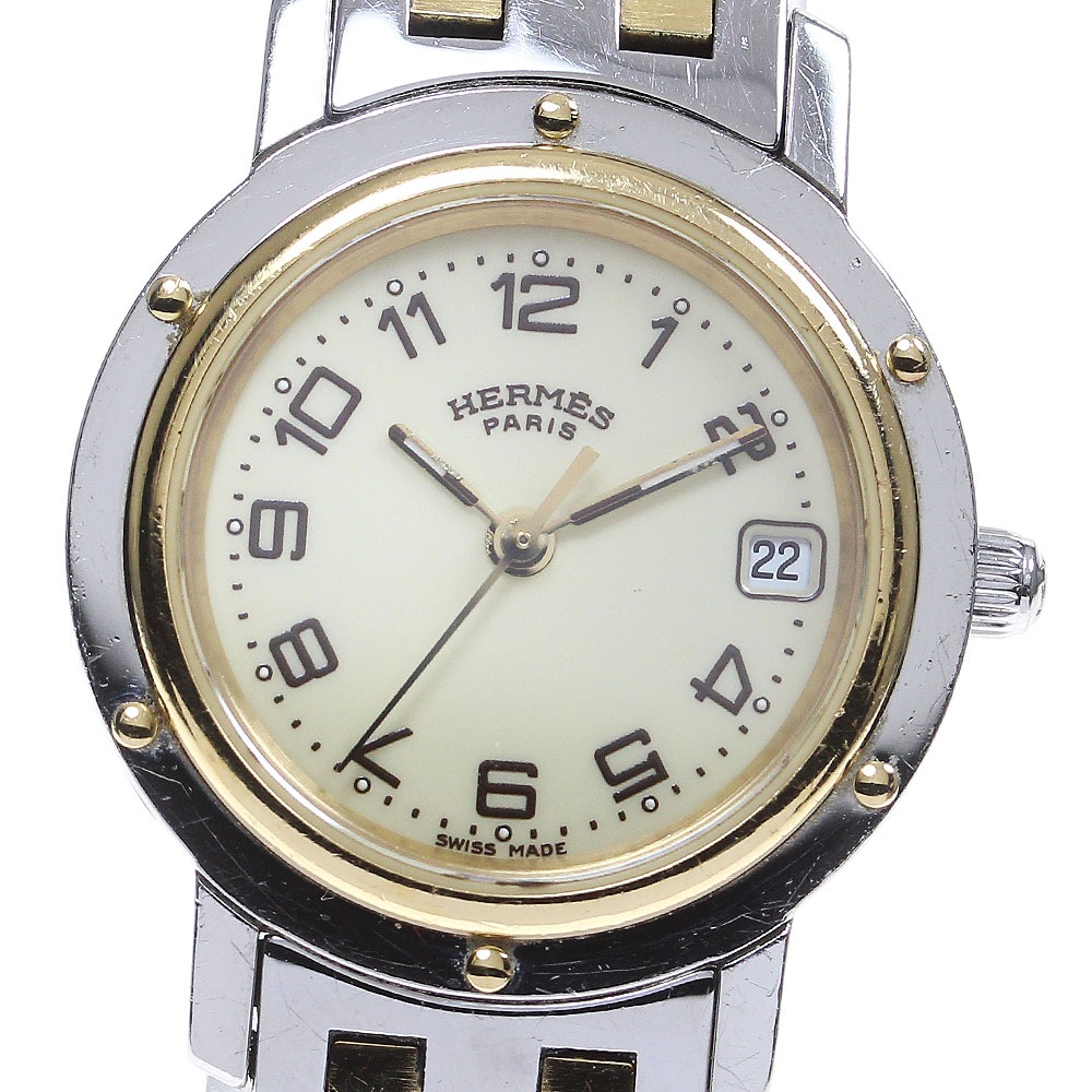 エルメス HERMES CL4.220 クリッパーナクレ デイト クォーツ レディース _861374【中古】