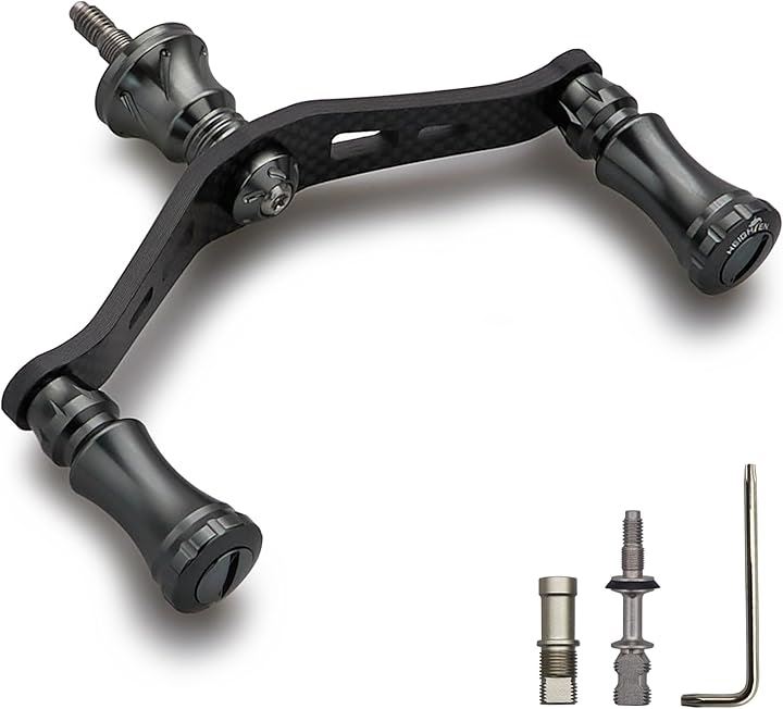 90mm リール ハンドル シマノ ダイワ 通用 1.5K炭素布 カーボンクランクハンドル スピニングリール用 Chess Series(15mmノブ搭載 - ダークグレー(22ST)