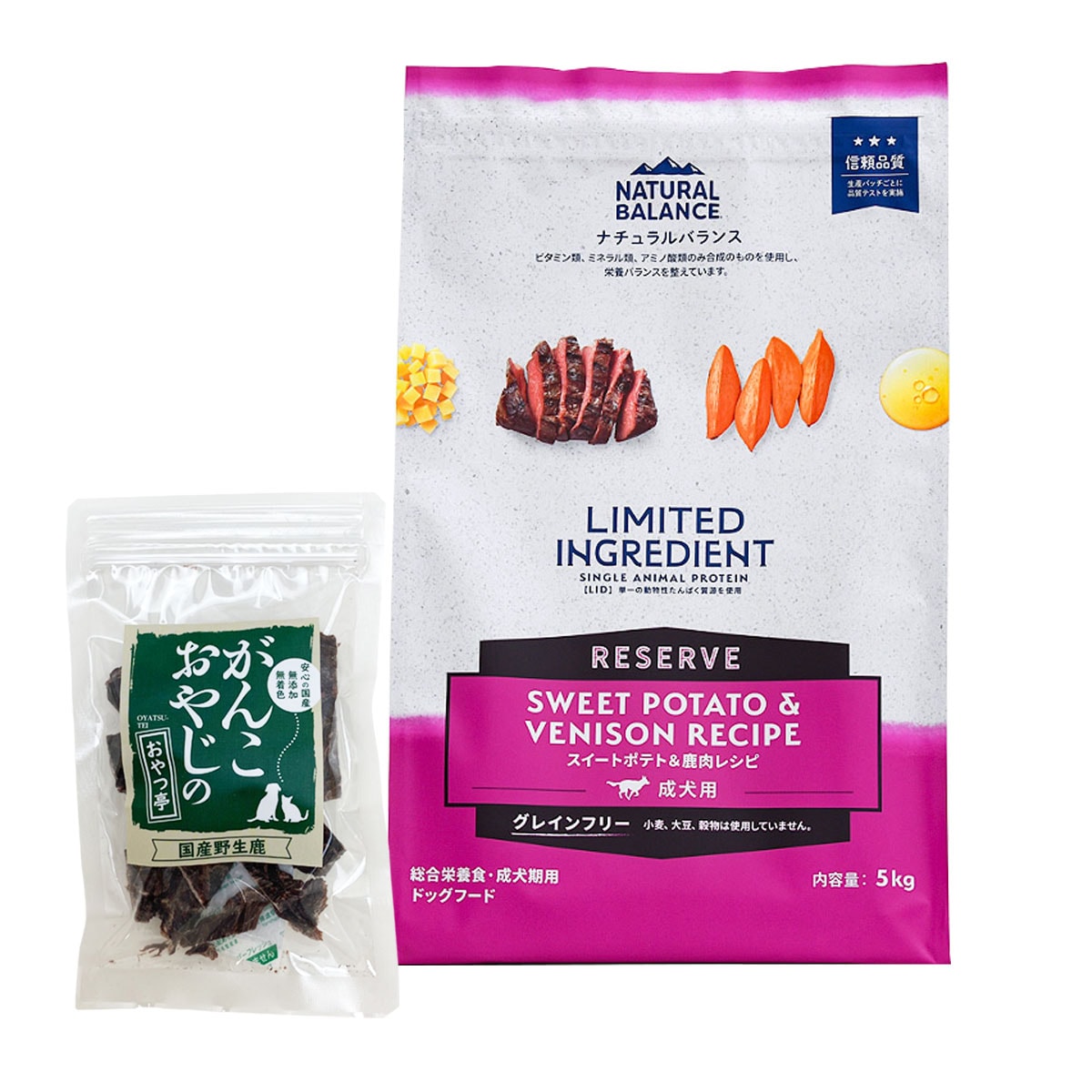 LIDグレインフリー 成犬用 スイートポテト&鹿肉 5kg【国産鹿肉ジャーキー20g付き】