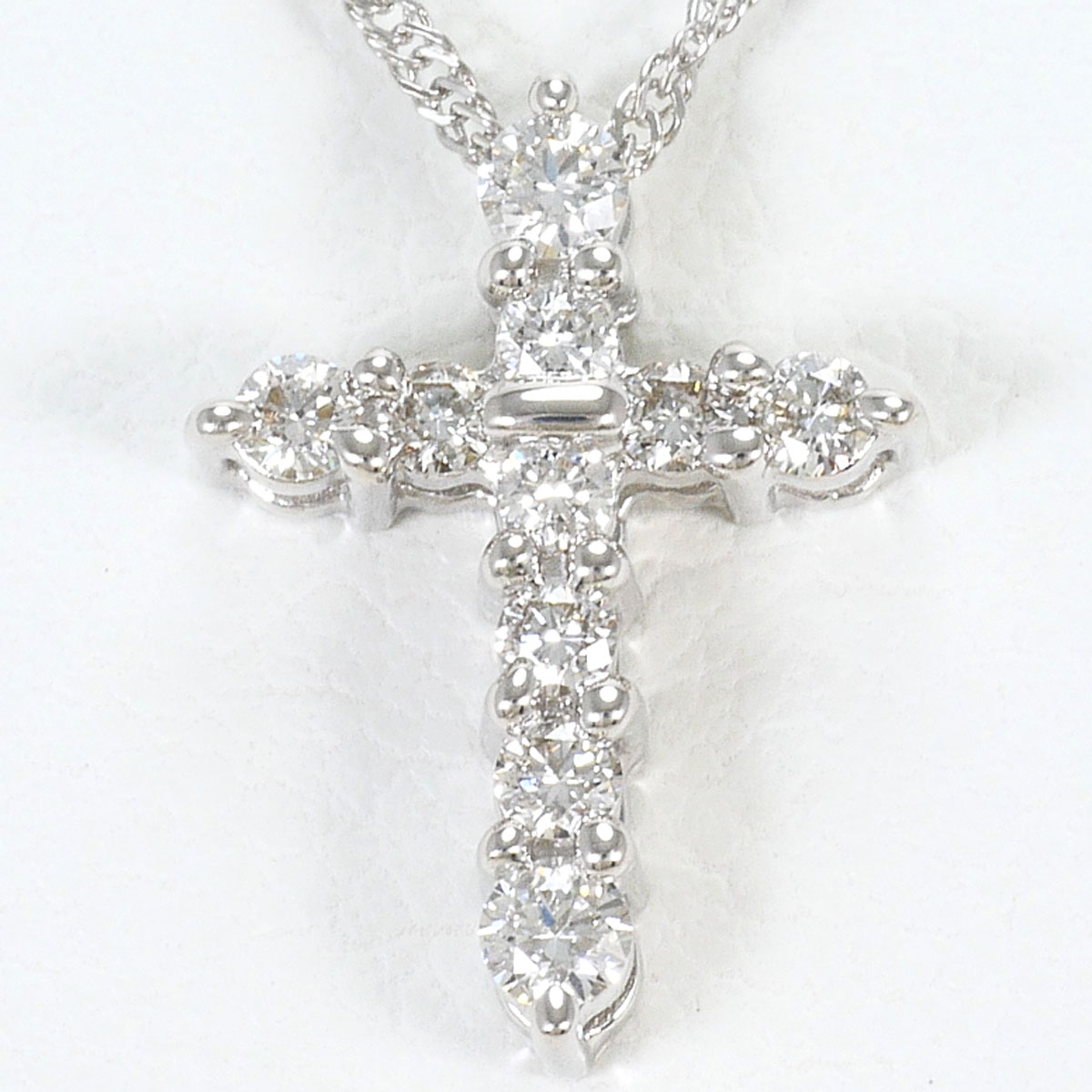 K18 18金 WG ホワイトゴールド ネックレス ダイヤモンド 0.14ct 総重量約1.6g 約40cm ジュエリー 中古