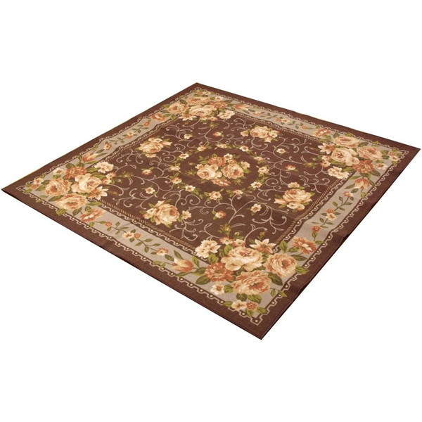 5418939 ナイロン 花柄 簡易カーペット 撥水キャンベル ブラウン 江戸間3畳 176261cm メーカー直送