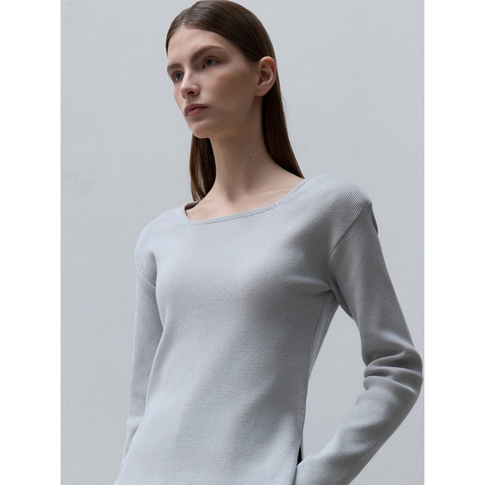 ouie パッド入りベーシックスクエアネックニットトップブラッシュグレー OU1293 7,566円