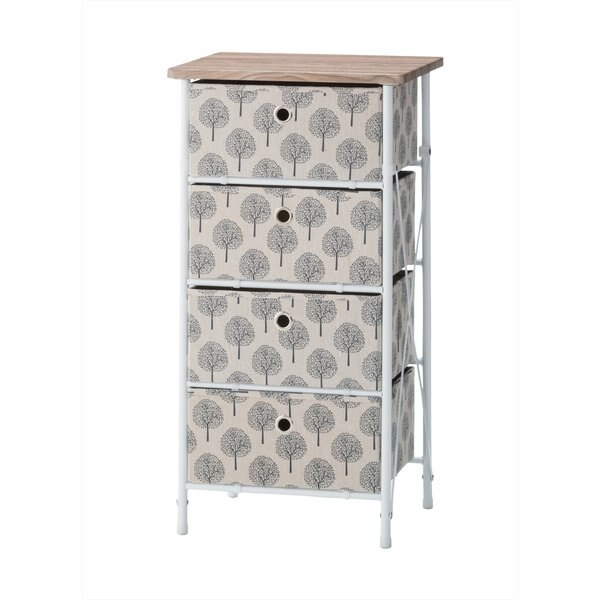 北欧柄のファブリックチェスト 4段 北欧 ナチュラル 収納家具 リビング