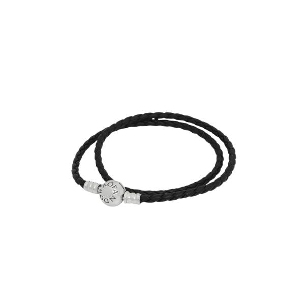 Moments Double Black Leather Bracelet ブレスレット 590745cbk-d1 ユニセックス ブラック