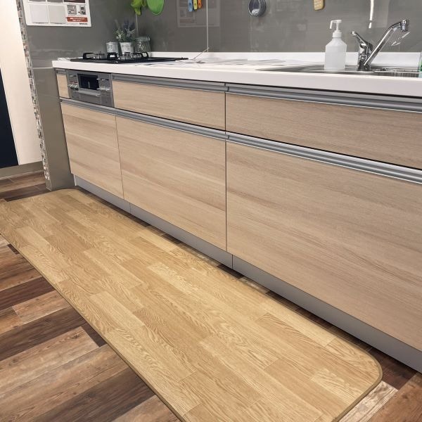 キッチンマット 約60cmx約180cm ナチュラル フローリング クッションフロア CF ラグ 抗菌 防カビ さらっと加工 ペット マット