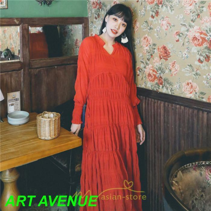 リゾートワンピース レディース ロング丈 長袖 Aライン 旅行用 大人 可愛い お洒落 ふんわり フェミニン 春夏秋 かわいい SNS映え きれいめ お出かけ