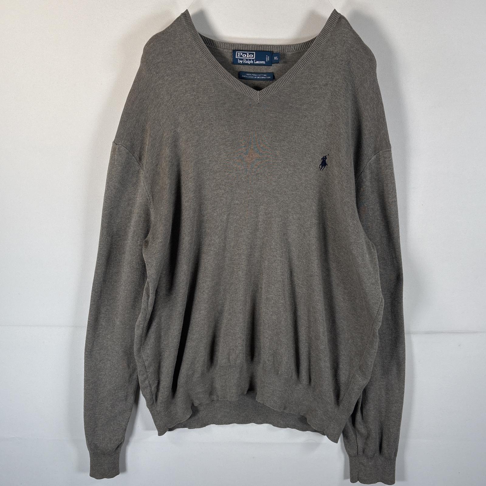 古着 90s～00s/90年代～00年代 ポロバイラルフローレン Polo by Ralph Lauren ニット ワンポイントロゴ 大きいサイズ XL グレー メンズ