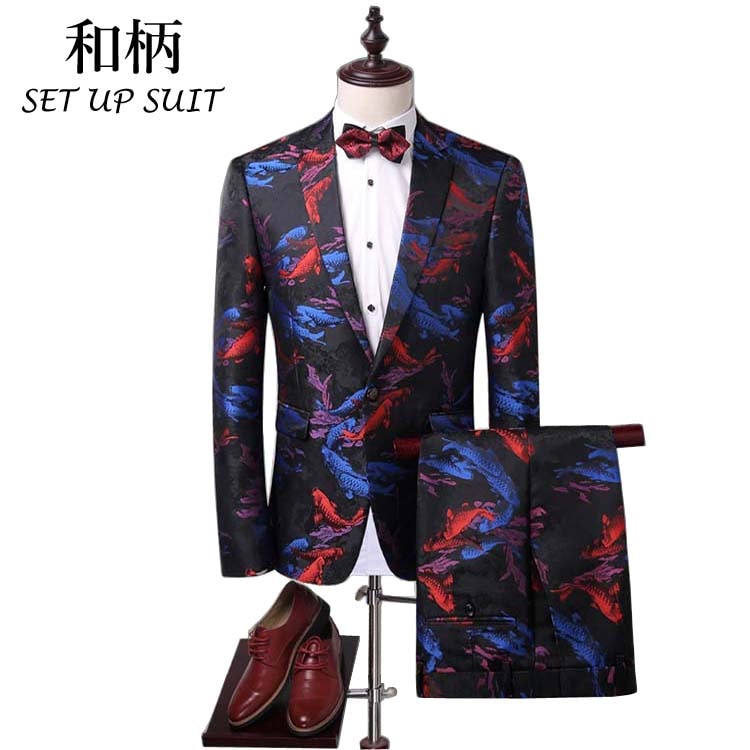 スーツ セットアップ 鯉 和柄 刺繍 総柄 メンズ 上下セット ステージ衣装 忘年会 新年会 パー 13,260円
