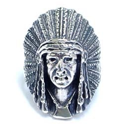 クールインディオ シルバーリング 指輪 17号 18号 19号 酋長 羽飾り インディアンの顔 シルバー925 刻印あり 本物の銀 男性 女性 プレゼント 人差し指 中指 sr00000196-xx