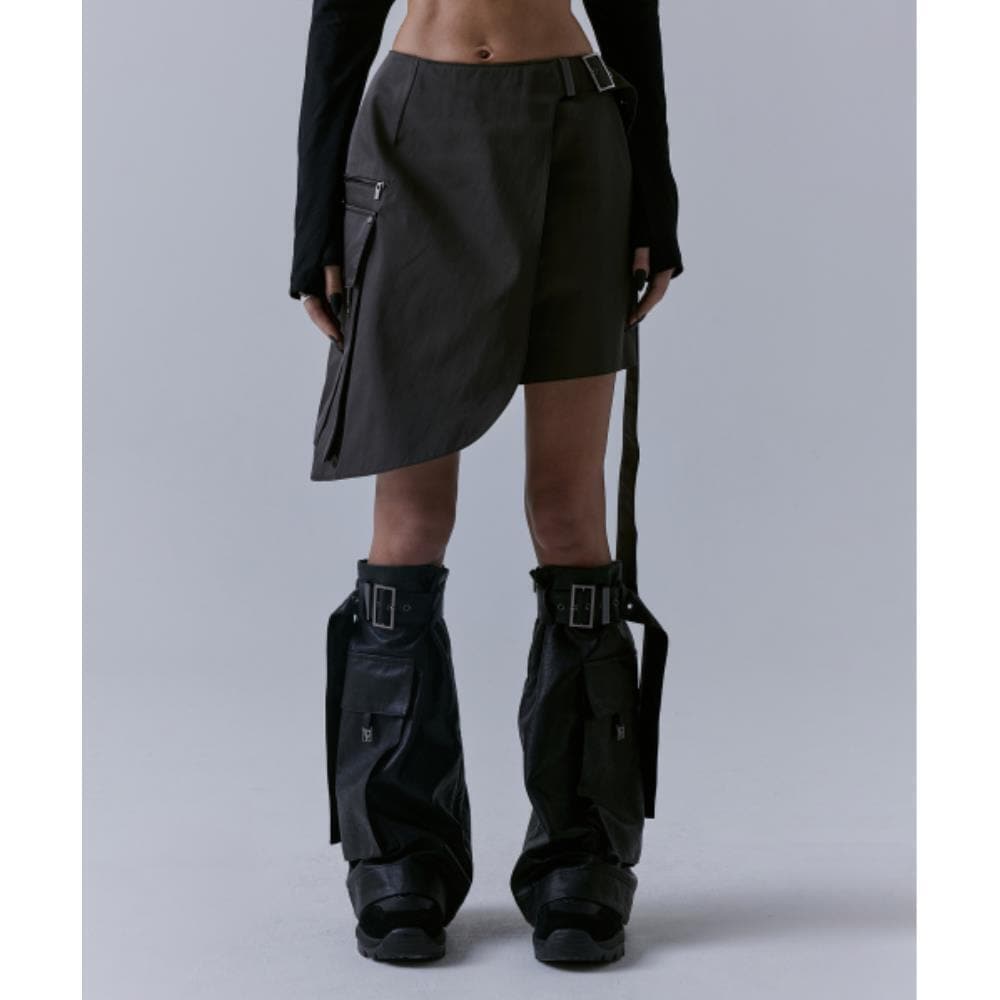 TREEMINGBIRD Cargo Layered Mini Skirt Charcoal TM2479S