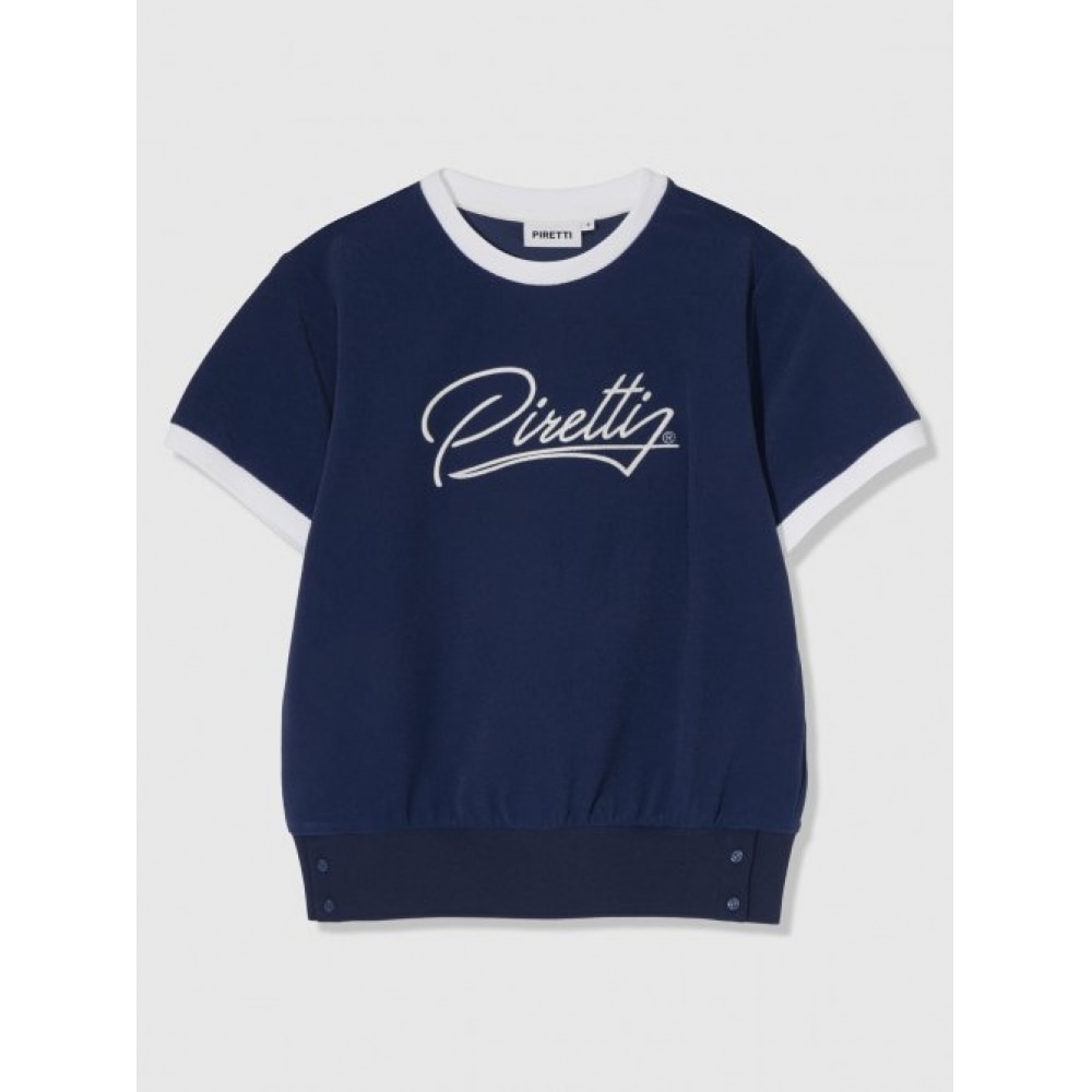 PIRETTI バーシティラウンドショートスリーブ T シャツ W_ネイビー