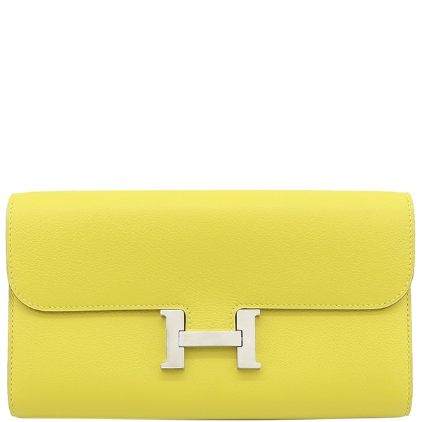 エルメス HERMES 長財布 コンスタンス トゥーゴー エバーカラー ライム シルバー金具 黄色 ショルダー B刻印(2023年製) 【箱】【中古】 393,048円