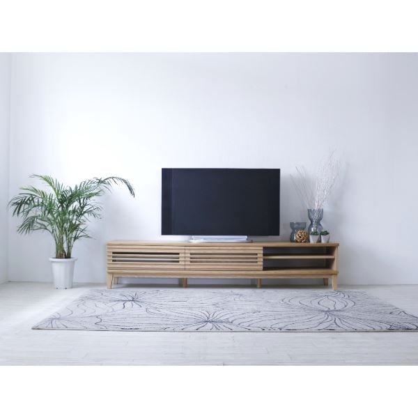 TVボード（ナチュラル） 幅約200cm [完成品/脚のみ取付］