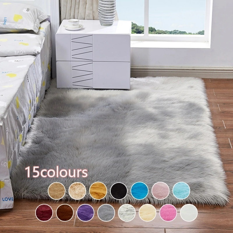 【新品】80cmx120cm 角型マット カーペット マット フェイクファー ウインドウマット 玄関マット 防音カーペット ふわふわ プレイマット 敷マット インテリア 洗える 滑り止め キッズ 子供