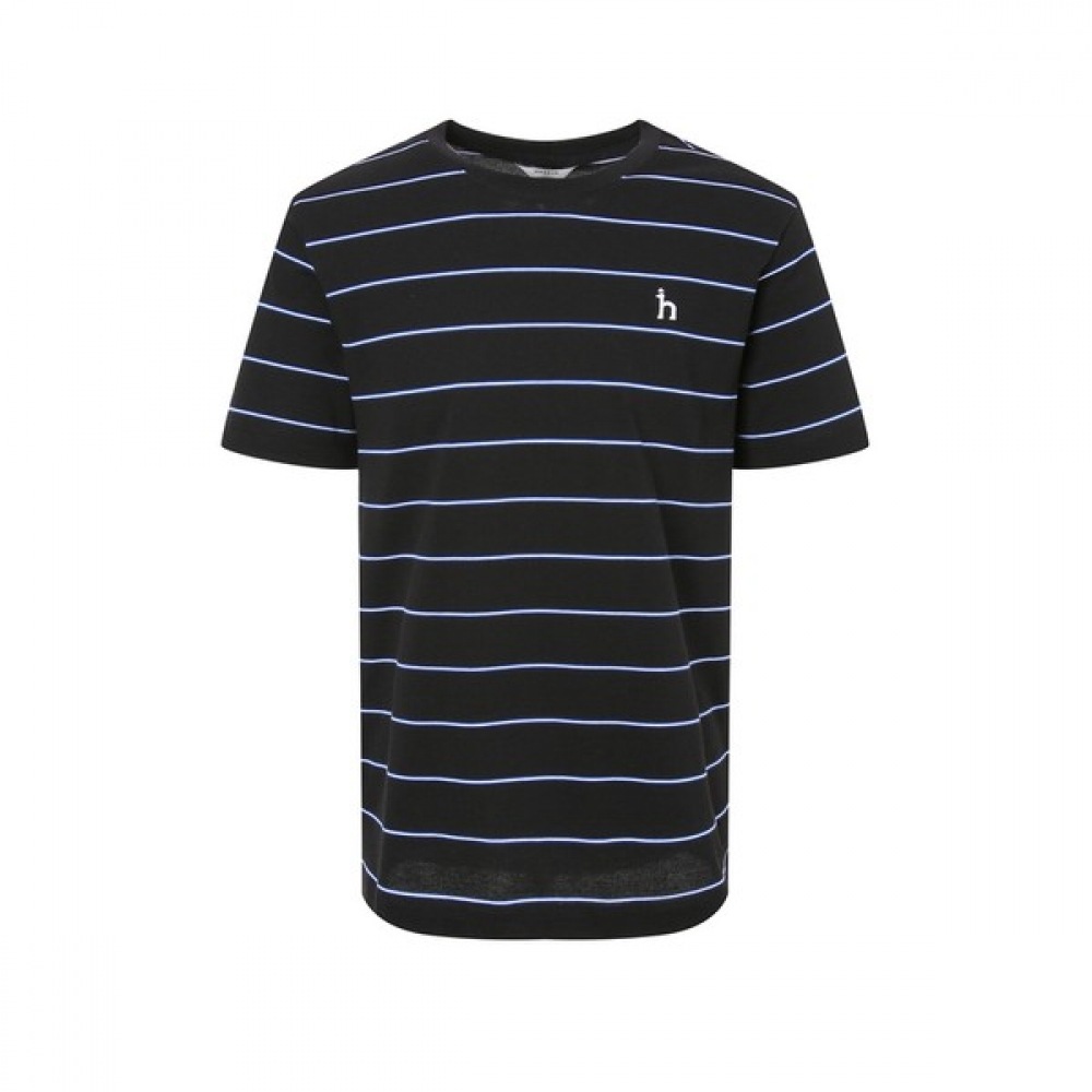 (ヘッジズ) 24SS ブラックストライプコットンショートスリーブ T シャツ WHTS4B545BK