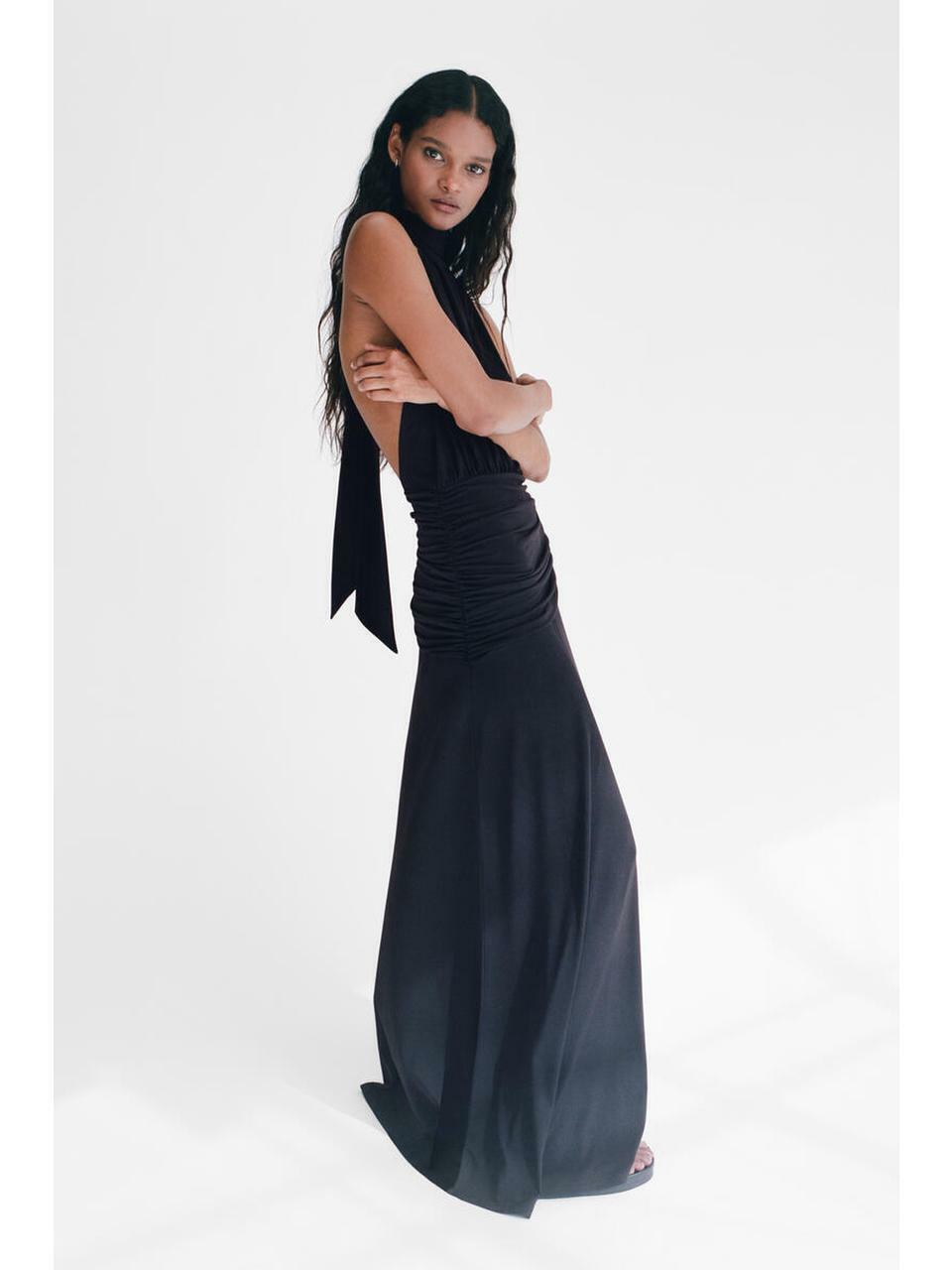 H&M ドレープホルターネックドレスブラック 1341031002