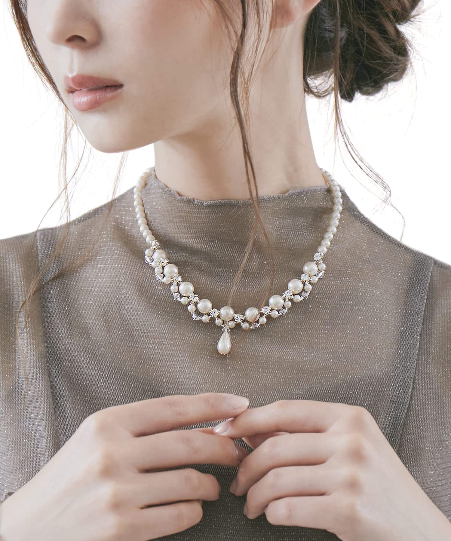 [niana] パーティー アクセサリー ネックレス パール ビジュー チョーカー ゴールド イミテーションパール おしゃれ