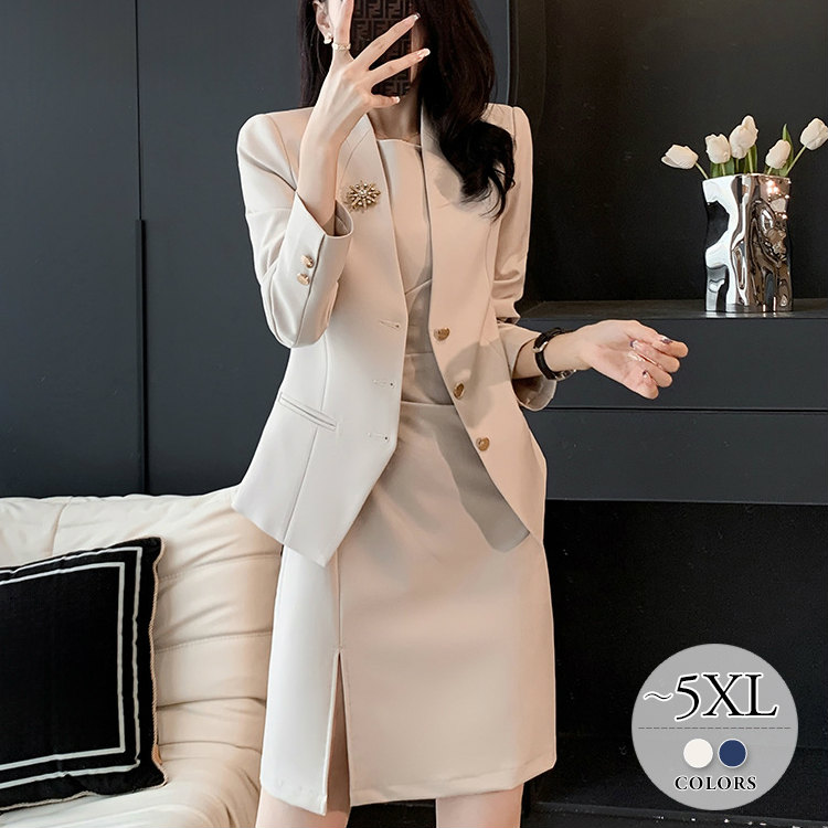 膝上 同窓会 大きいサイズ ミニ丈 卒業式 オフホワイト 入学式 代 お呼ばれ 卒園式 フォーマルスーツ ネイビー レディース スーツセット ワンピーススーツ 代 セットアップ 入園式