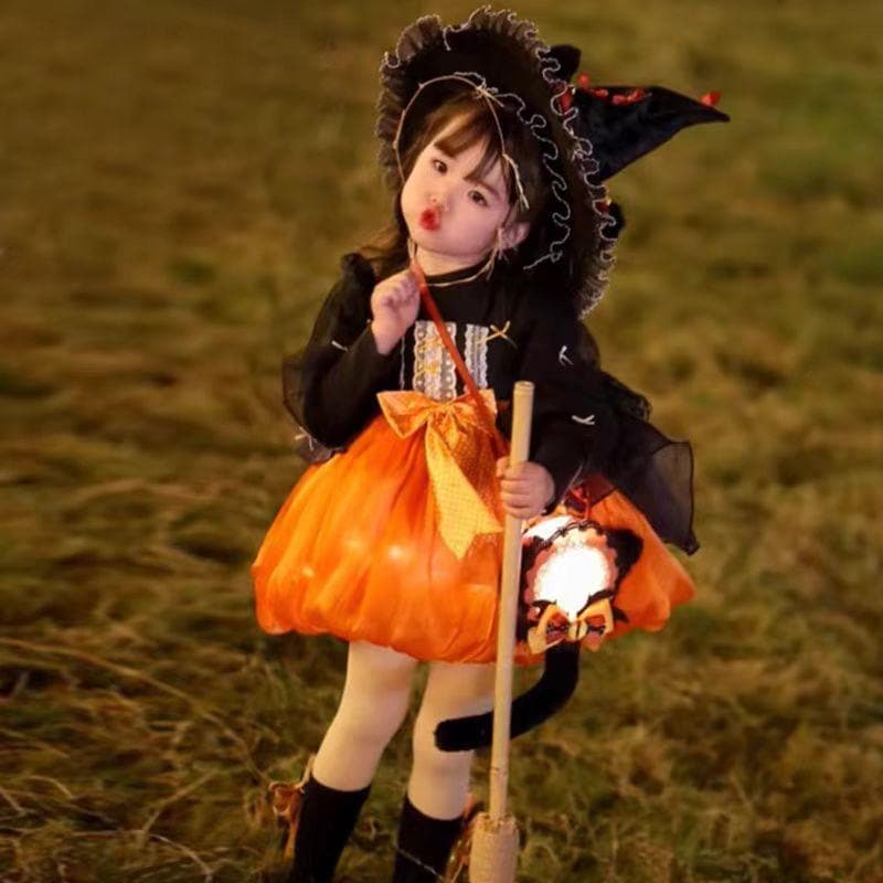 ハロウィン ガールズ コスム 2024年秋冬新作 子供用 ロリータ ベビー リトルウィッチ コスプレ ドレス