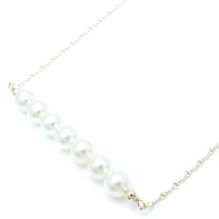 パール ネックレス 真珠5.3～5.5ミリ 7ケ K18YG イエローゴールド/76131【中古】