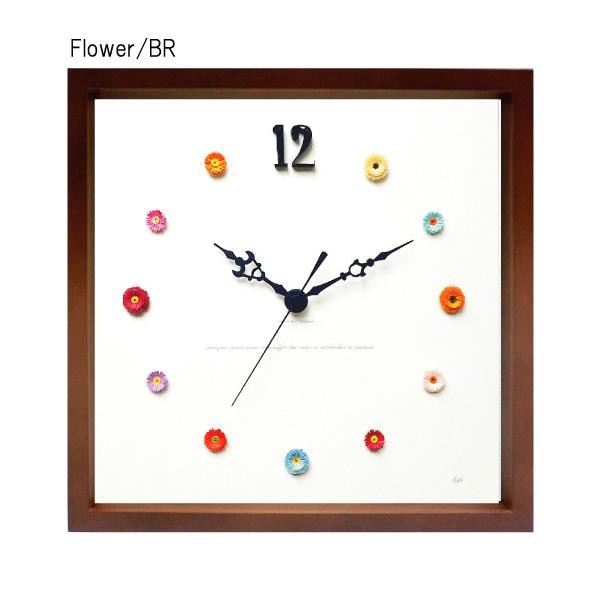 壁掛け時計 おしゃれ 花びら 草花 木枠 アート かわいい 北欧 ナチュラル 素朴 ハンドクラフト ウォールクロック