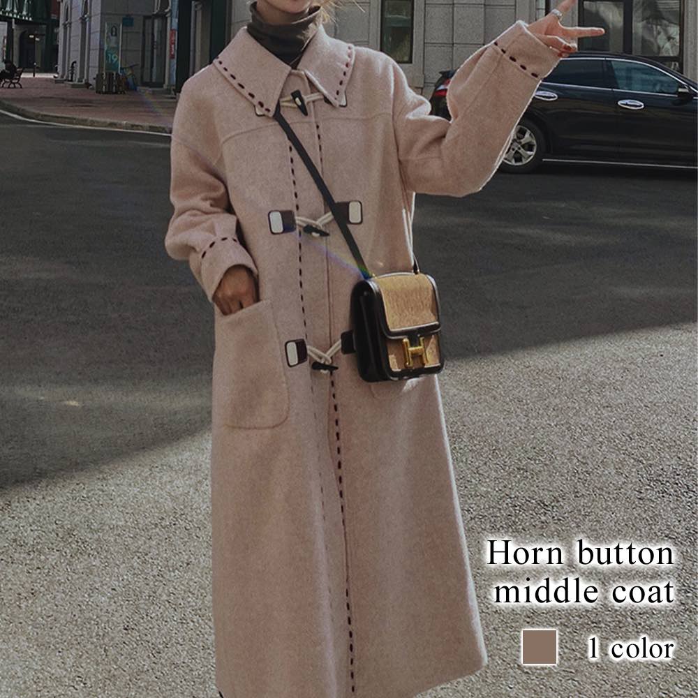 ステンカラーコート レディース ホーンボタンミドルコート ロングコート トレーナー 春 丈 アウター 人気 コート 冬 ショート丈 チェスターコート ミドル 大人 大きいサイズ 厚手 50代 ウール