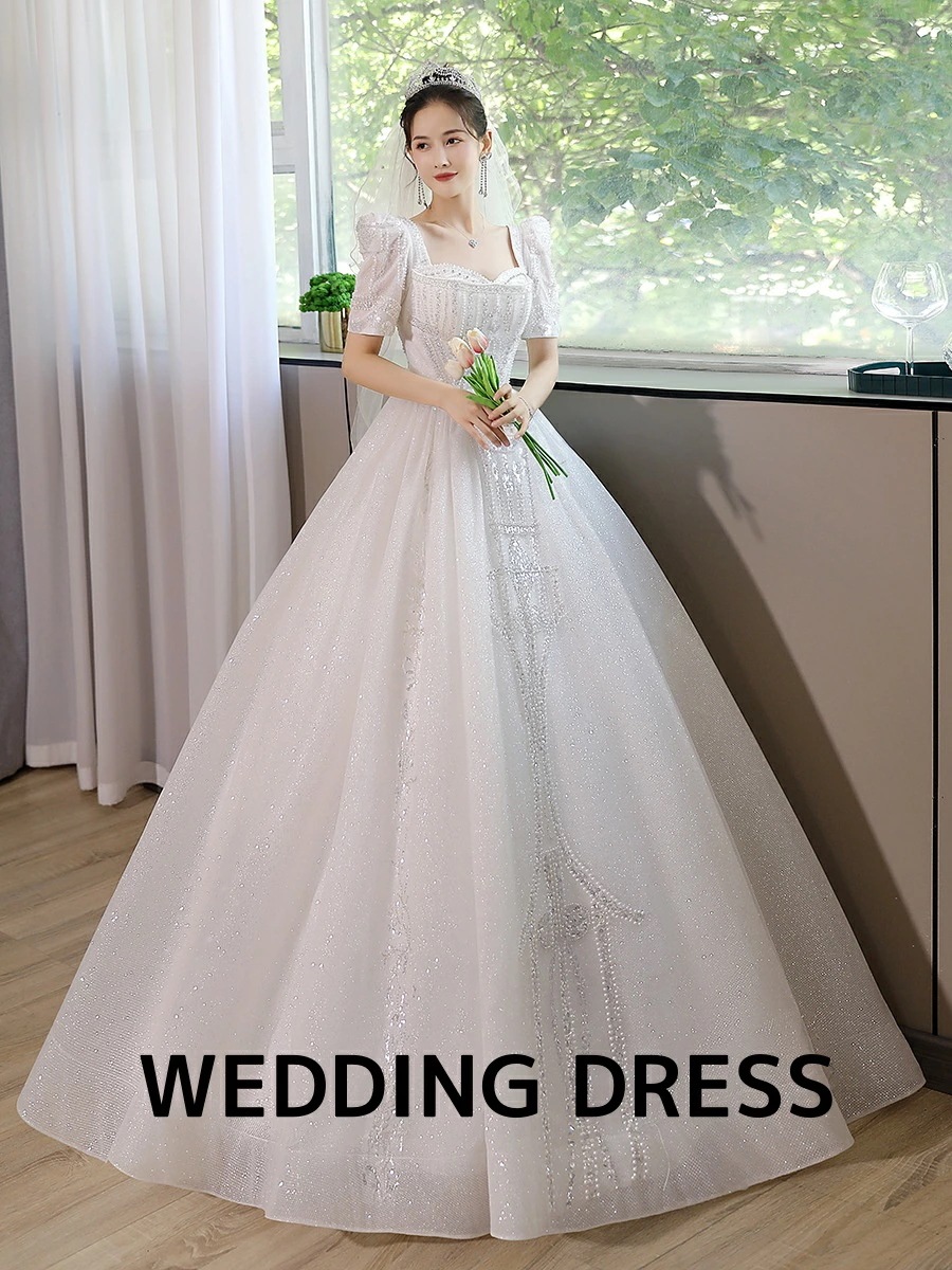 即納 高級感 エレガント レディースドレス ウェディングドレス 花嫁ドレス ロングドレス 上品 きれいめ 着痩せ イブニングドレス 披露宴 成人式 パーティー 宴会 ホワイト フランス風 編み上げタ