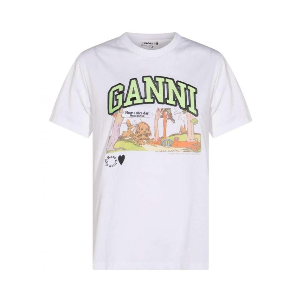 (当日) 25SS ガルニポピープリントホワイトレディースショートスリーブ T シャツ T4288 151