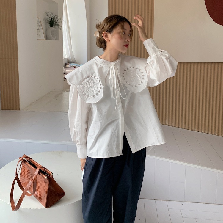 韓国ファッション 通勤する デザイン風 ハイエンド ししゅう 可愛 取り外し可能な襟 全日本送料無料 新作 シャツ レトロ