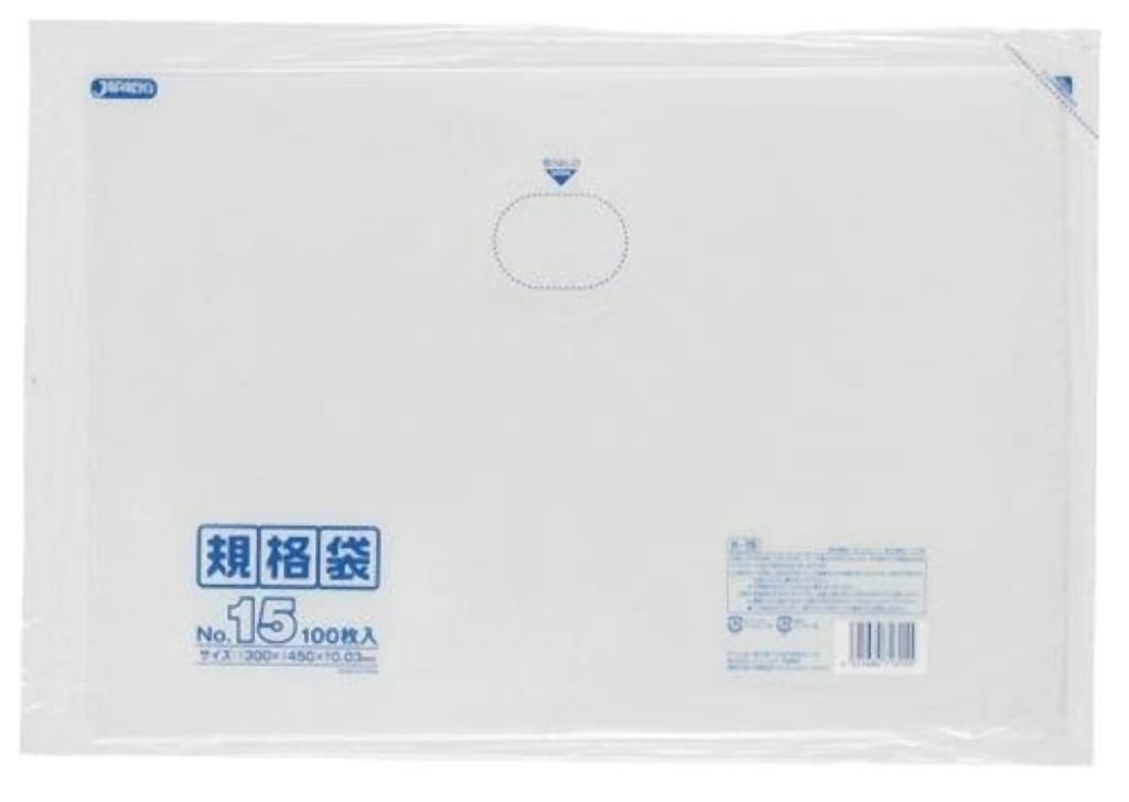 規格袋 15号100枚入03LLD透明 K15 [xまとめ買い（20袋x5ケース）合計100袋セット] 38-460