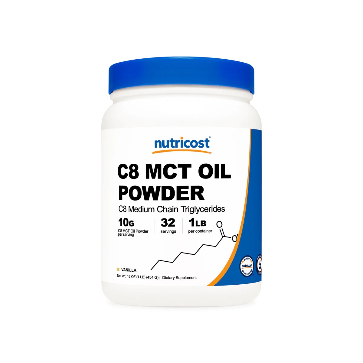 [USA] Nutricost ニュートリコスト C8 MCT Oil Powder Vanilla (1 LB)