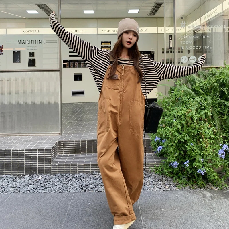 作業着 アメリカン レトロ リュック ズボン 女性 2024 春秋モデル ゆったり bf ダラダラ 風 経年変化 ワンピース ハーフパンツ ズボン