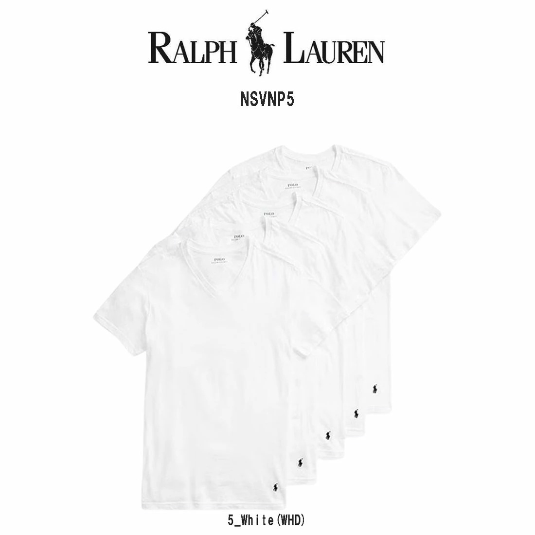 POLO RALPH LAUREN Tシャツ Vネック 半袖 スリムフィット コットン 綿 5枚組 パック メンズ インナー 男性用 肌着 下着 NSVNP5