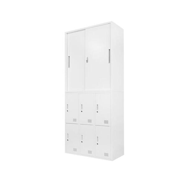 法人限定 Netforce FH-H6-2-W-WH ホワイト FACILE 書庫 2台セット 引き違い書庫 6人用ロッカー 鍵付き スチール製 メーカー直送