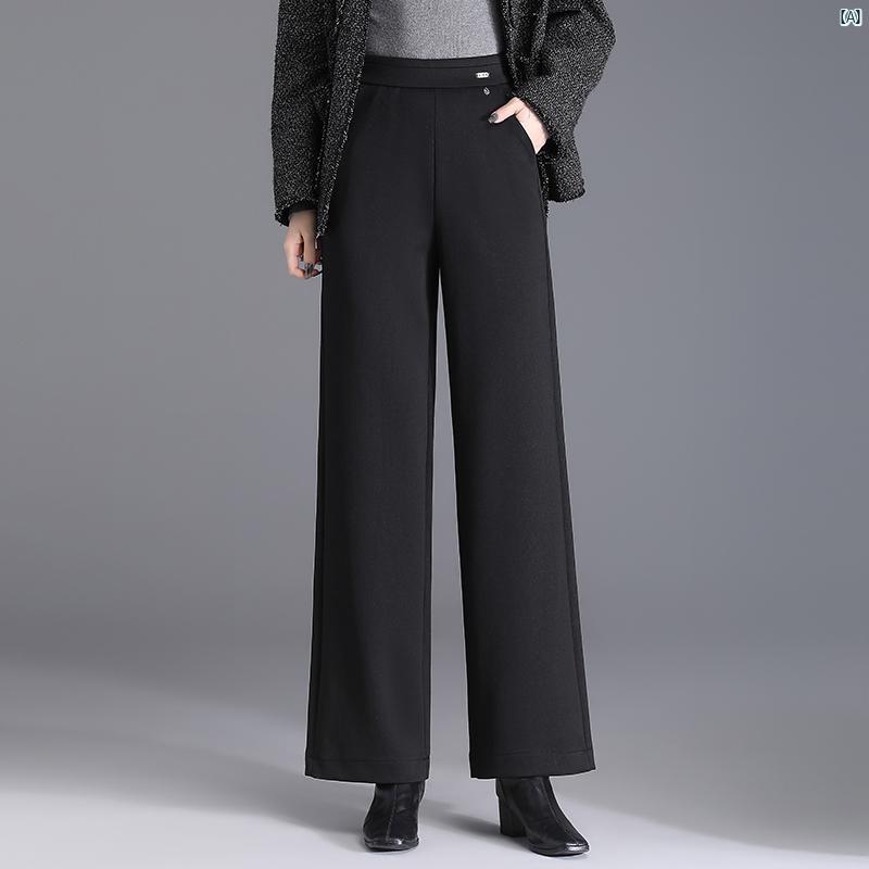 レディース　ファッション　オシャレ　シンプル コーデュロイ ストレート パンツ 秋冬 ハイウエスト ママ カジュアル