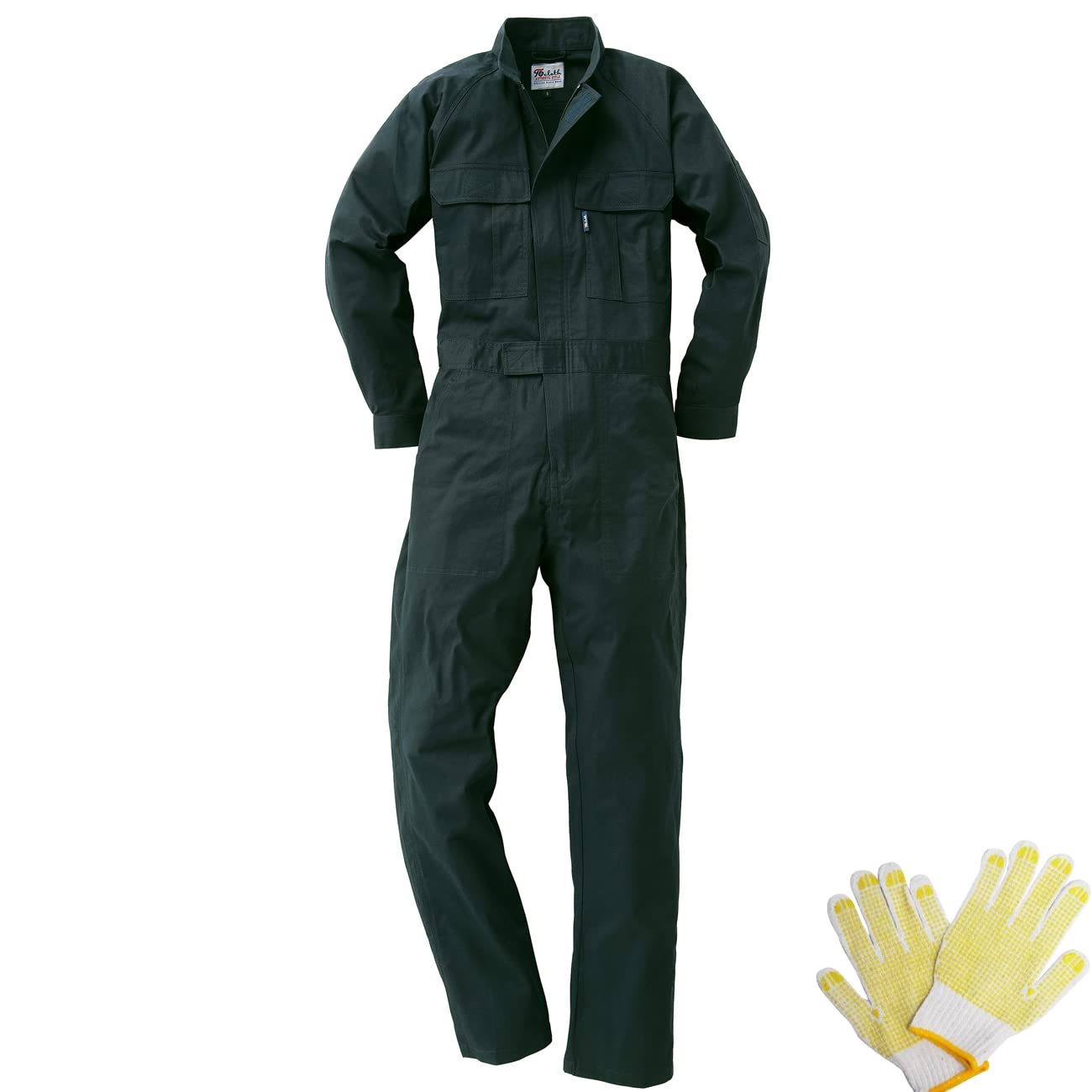 [武蔵野ユニフォーム] クロダルマ 長袖続服 ツナギ 49058 綿100％ 通年 作業着 作業服 年間物 つなぎ服 メンズ 動きやすい オールシーズン014-49058-グ(L ダークグリーン)