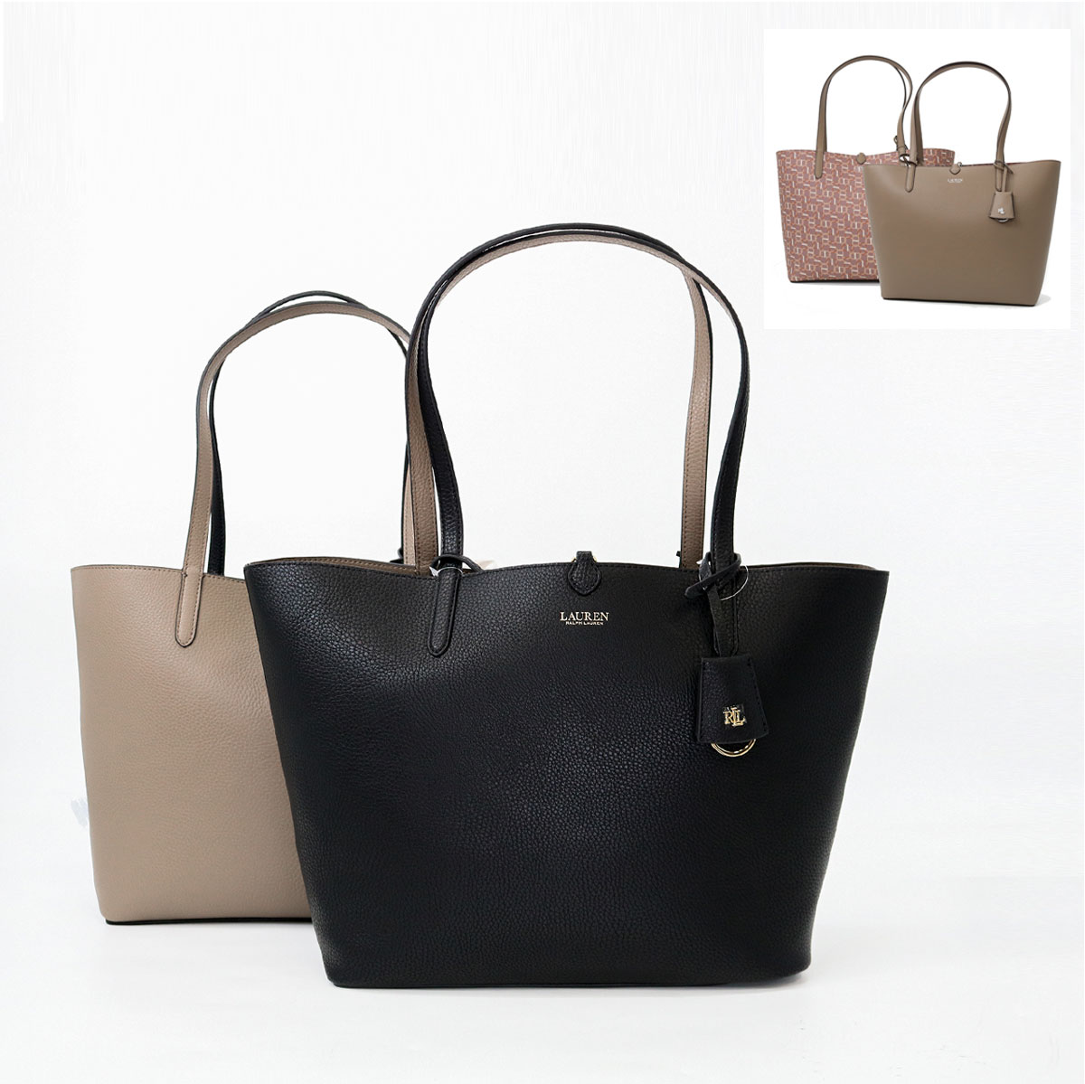 431795329 トートバッグ RVRSBLE TOTE リバーシブル ポーチ付き A4収納可能 鞄 ロゴ 通勤 通学 フェイクレザー