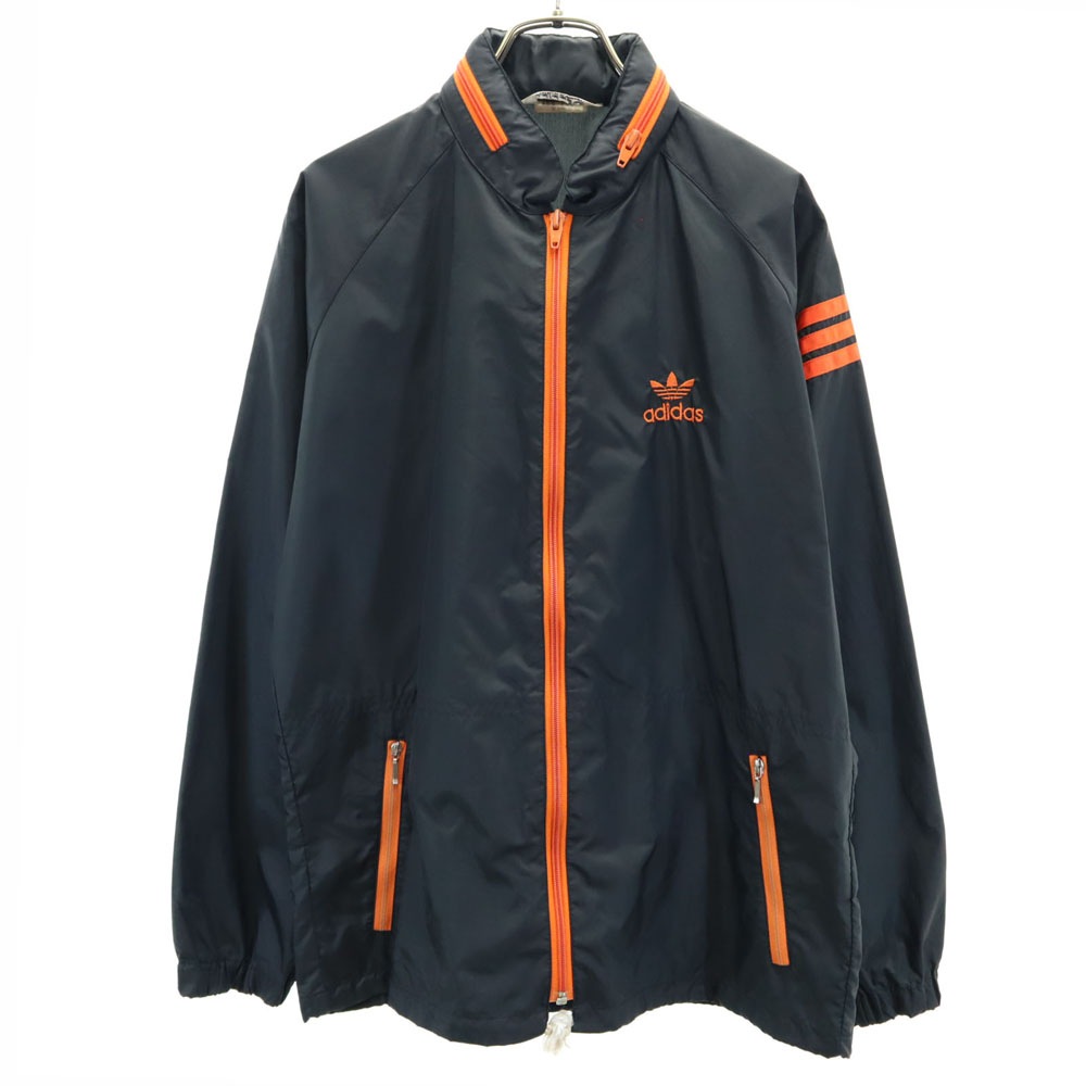 70s デサント製 ヴィンテージ トレフォイルロゴ刺繍 ナイロンジャケット M ブラック メンズ