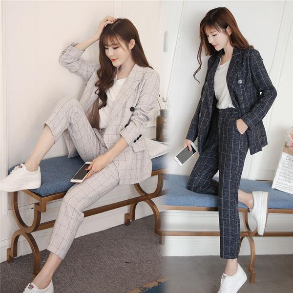 レディース スーツセット スーツ パンツスーツ セットアップ 2点セット ロングズボン オフィス ビジネス 通勤 おしゃれ 無地 春秋 着痩せ 5,516円
