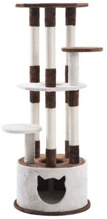 GYROHOME キャットタワー 据え置き ハンモック 麻紐 全高145cm ベージュヤマト