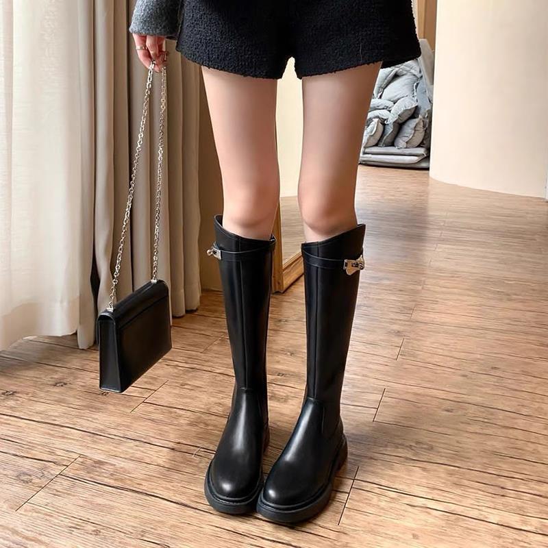 ロングブーツ レディースシューズ フラットシューズ スクエアートゥ 防寒 あったか 痛くない 歩きや