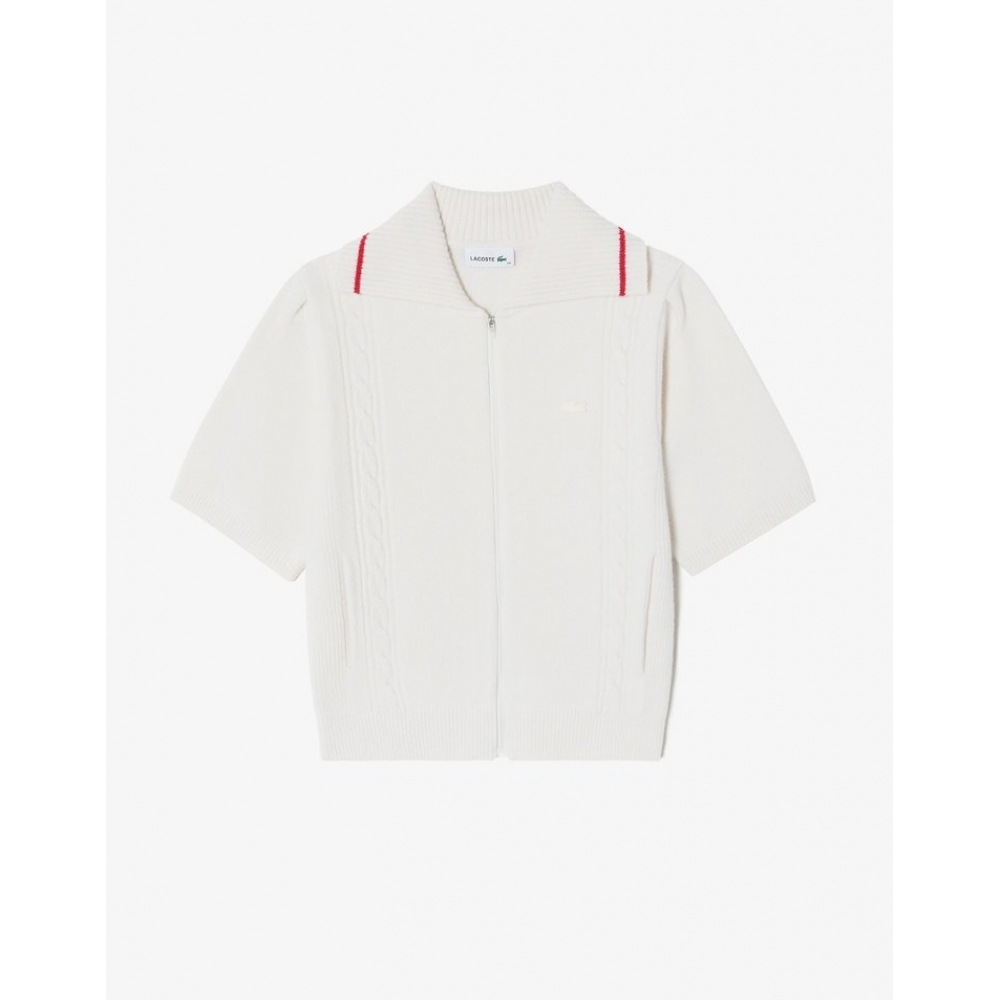 ラコステレディースショートスリーブジップアップカーディガン AF800E-54N 70V