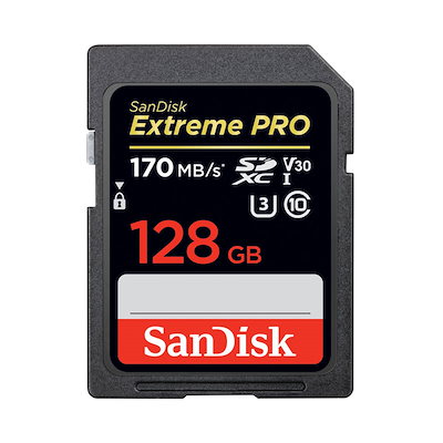 他サイト： SDXCカード 128GB Extreme Pro UHS-I U3 170MB/s V30 4K対応 SDSDXXY-128G-GN4IN 海外パッケージの商品画像