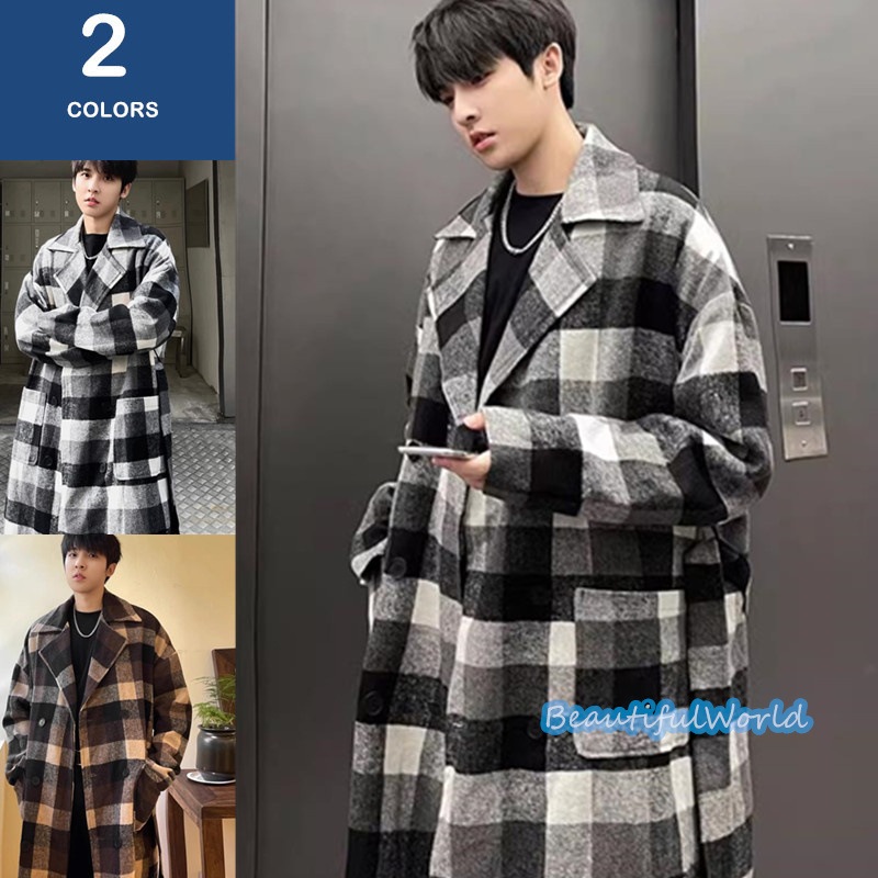 チェスターコート メンズ ミドルコート ロングコート ビジネスコートチェック柄 冬服アウター 紳士服 防寒 保温 秋冬 暖かい 暖かい 防寒着N38
