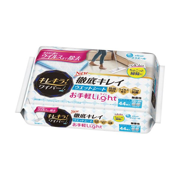 （まとめ） 大王製紙エリエール キレキラ ワイパー 徹底キレイ ウエットシート Light 1パック（44枚：22枚×2袋） (×5セット)