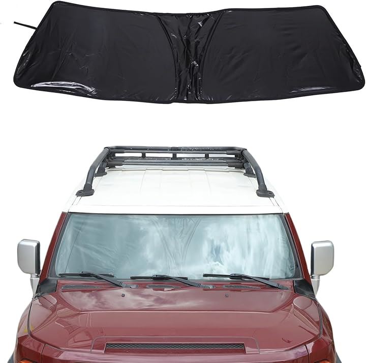 トヨタ FJ クルーザー 2007～2021年に対応 車用 サンシェード UVカット 日よけ フロントガラスサンシェード カーシェード フロントサンシェード(ブラック/スチールワイヤー)