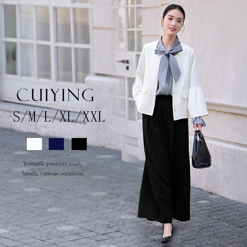 ワイドレッグパンツファッションキャリアスーツ2ピースセット88621