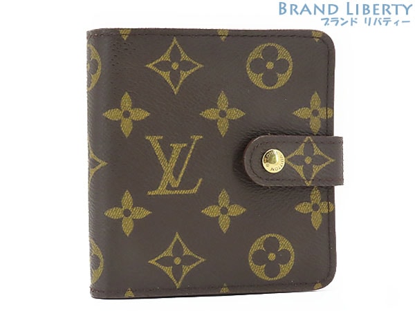 外美品ルイヴィトンモノグラムコンパクトジップファスナー付二つ折り財布M61667