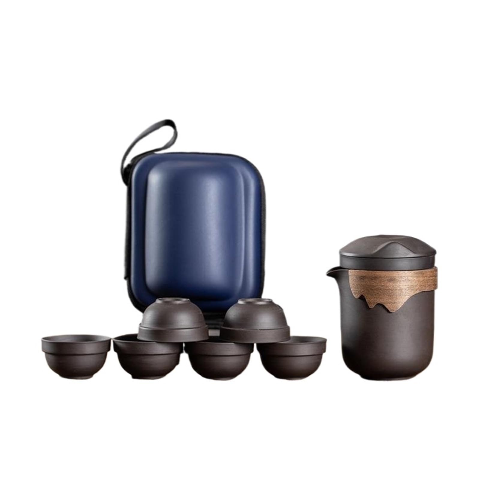 トラベルティーセット紫粘土砂茶器セット屋外ポータブルツアーカップ(A)