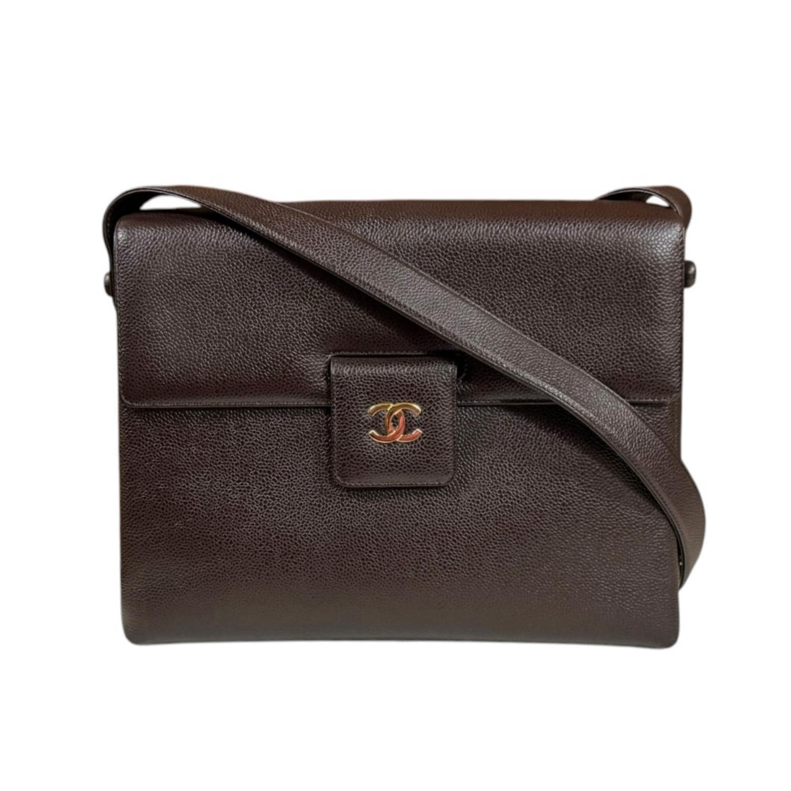 シャネル ココマーク ショルダーバッグ レザー ブラウン CHANEL 中古